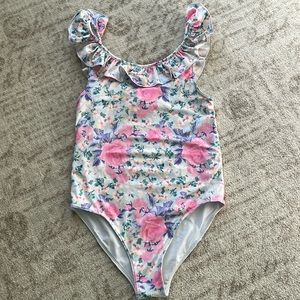 LoveShackFancy girls one piece bathing suit with storing bag
